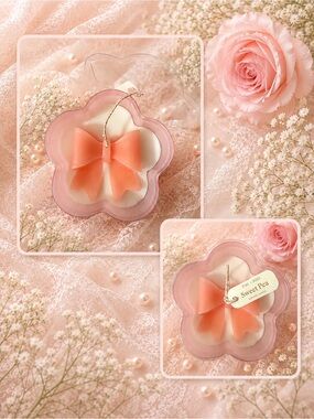 Sweet Pea Scented Candle, Pink Bow Flower Shaped Candle 12oz
